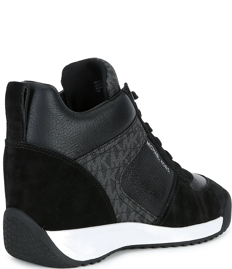 Michael Kors Nikko Trainer Suede MK Logo Hidden Wedge Sneakers
