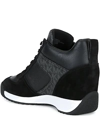 Michael Kors Nikko Trainer Suede MK Logo Hidden Wedge Sneakers