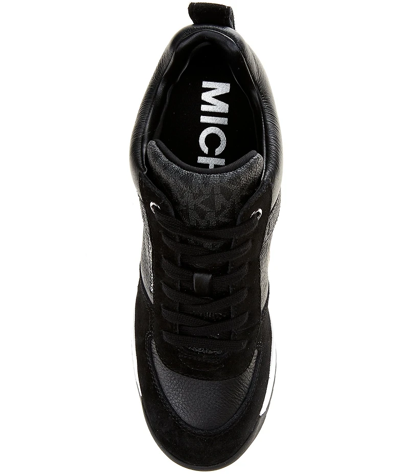 Michael Kors Nikko Trainer Suede MK Logo Hidden Wedge Sneakers