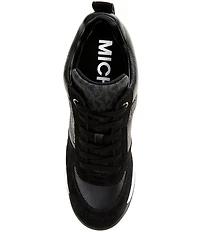 Michael Kors Nikko Trainer Suede MK Logo Hidden Wedge Sneakers