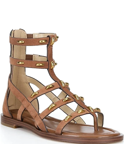 Michael Kors Noa Suede Studded Gladiator Flat Sandals