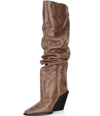 Michael Kors Noemie Distressed Leather Knee High Boots