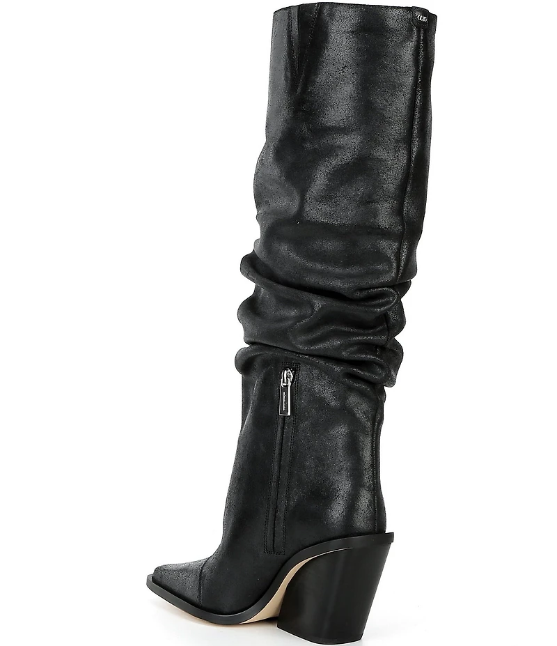 Michael Kors Noemie Distressed Leather Knee High Boots