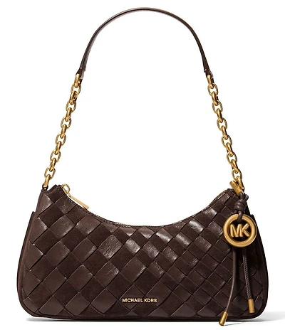Michael Kors Nolita Medium Woven Suede Chain Pouchette Shoulder Bag