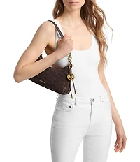 Michael Kors Nolita Medium Woven Suede Chain Pouchette Shoulder Bag