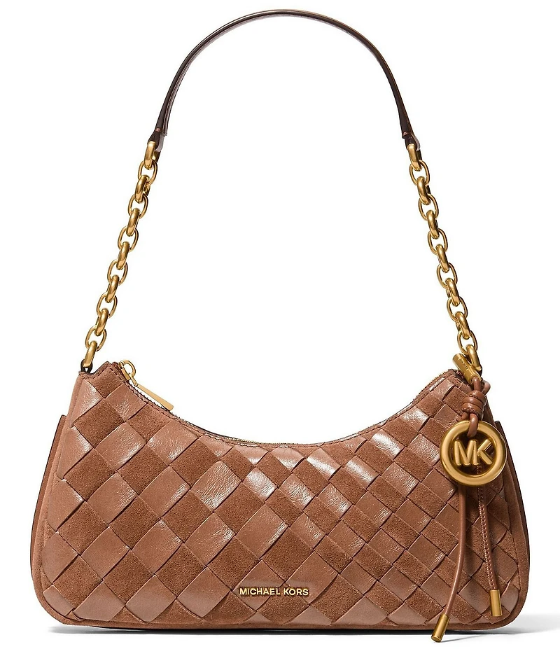 Michael Kors Nolita Medium Woven Suede Chain Pouchette Shoulder Bag