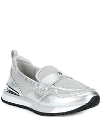 Michael Kors Nova Metallic Leather and Mesh Trainer Loafers