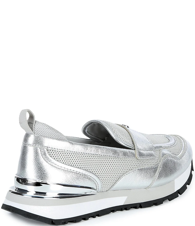 Michael Kors Nova Metallic Leather and Mesh Trainer Loafers