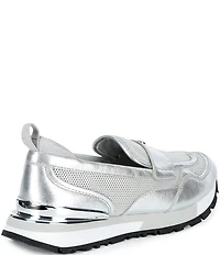 Michael Kors Nova Metallic Leather and Mesh Trainer Loafers