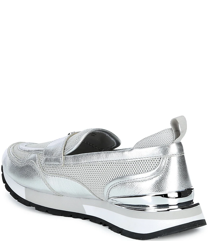Michael Kors Nova Metallic Leather and Mesh Trainer Loafers