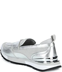 Michael Kors Nova Metallic Leather and Mesh Trainer Loafers