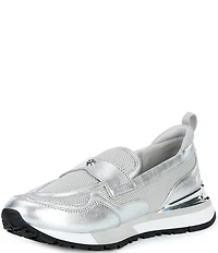 Michael Kors Nova Metallic Leather and Mesh Trainer Loafers