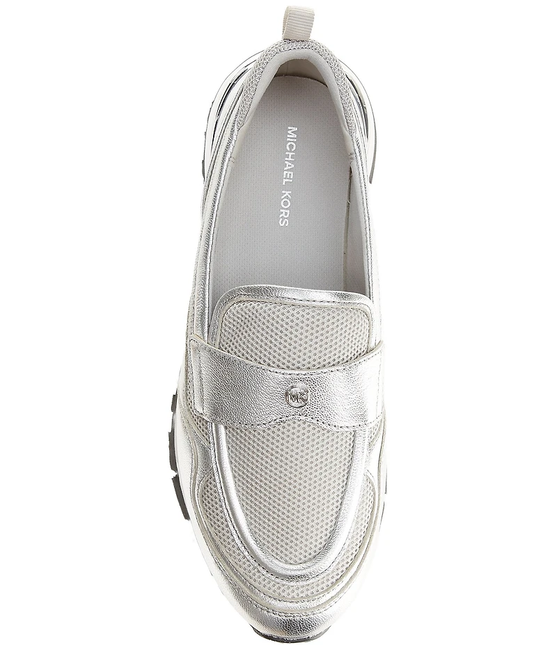 Michael Kors Nova Metallic Leather and Mesh Trainer Loafers
