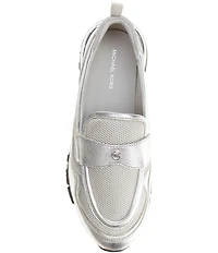 Michael Kors Nova Metallic Leather and Mesh Trainer Loafers