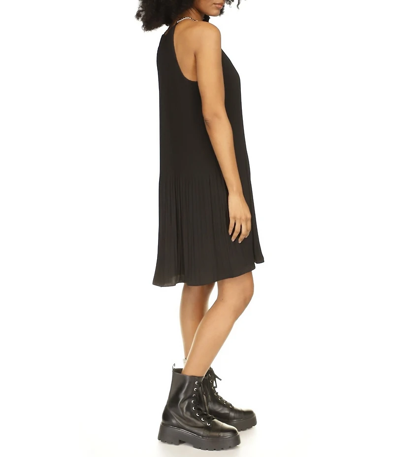 Michael Kors Pleated Halter Neckline Sleeveless Dress