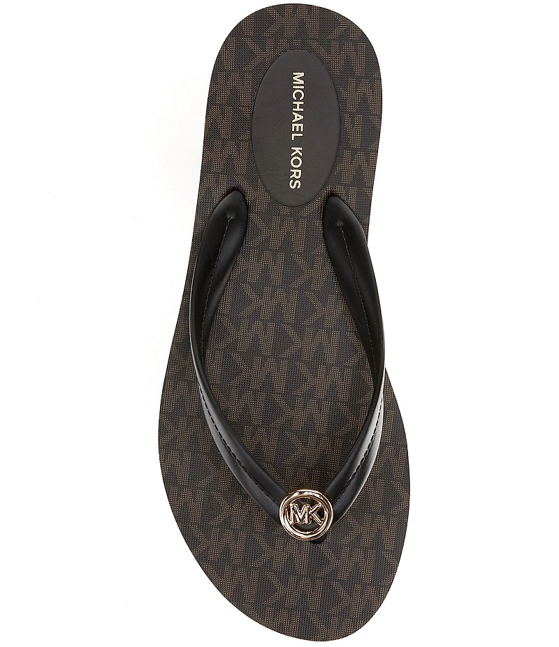 Michael Kors Posie Jelly Signature Print Footbed Flip Flops