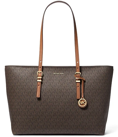 Michael Kors Quinn Large Signature Logo and Leather Tote Bag