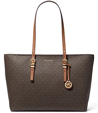 Michael Kors Quinn Large Signature Logo and Leather Tote Bag