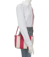 Michael Kors Quinn Small East West Stripe Tote Crossbody Bag