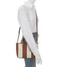 Michael Kors Quinn Small East West Stripe Tote Crossbody Bag