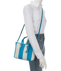 Michael Kors Quinn Small East West Stripe Tote Crossbody Bag