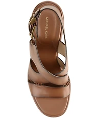 Michael Kors Raven Burnished Leather Ankle Strap High Heel Sandals
