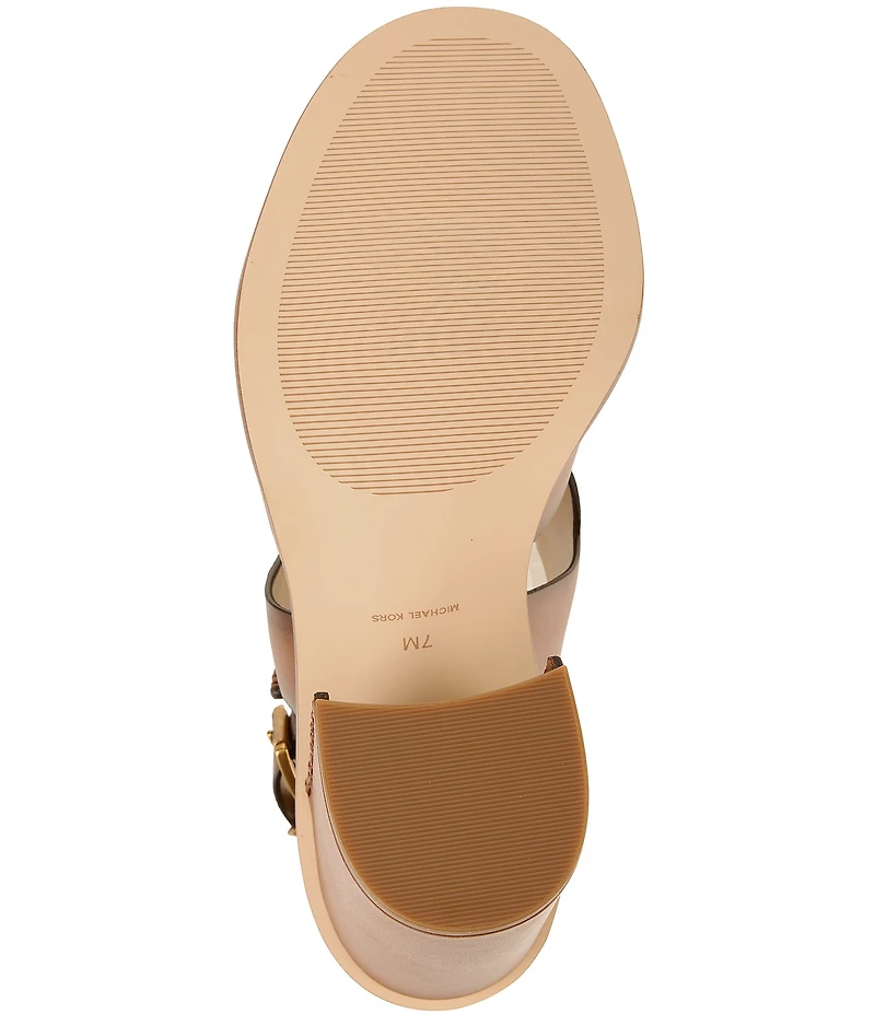 Michael Kors Raven Burnished Leather Ankle Strap High Heel Sandals