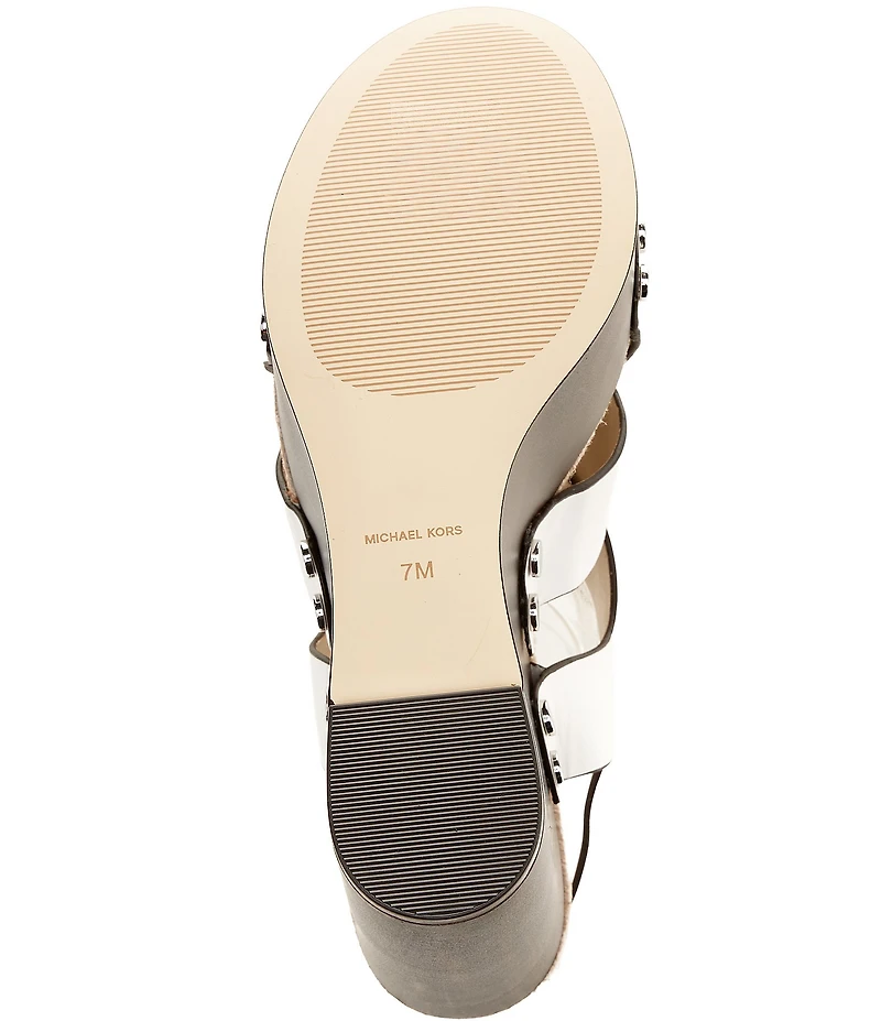 Michael Kors Raven Leather Ankle Wrap Wedge Sandals