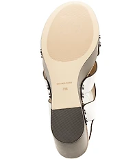 Michael Kors Raven Leather Ankle Wrap Wedge Sandals