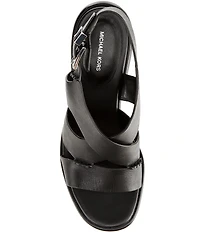 Michael Kors Raven Leather Slingback Block Heel Sandals