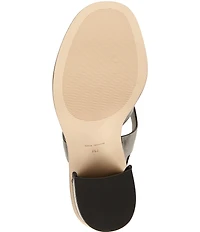 Michael Kors Raven Leather Slingback Block Heel Sandals