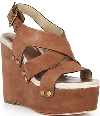 Michael Kors Raven Suede Ankle Wrap Wedge Sandals
