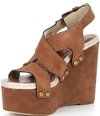 Michael Kors Raven Suede Ankle Wrap Wedge Sandals
