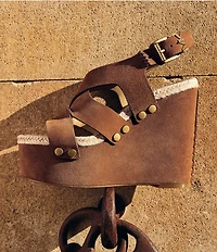 Michael Kors Raven Suede Ankle Wrap Wedge Sandals