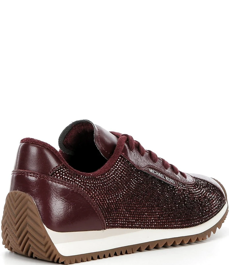 Michael Kors Rhodes Rhinestone Embellished Leather Lace Up Trainer Sneakers