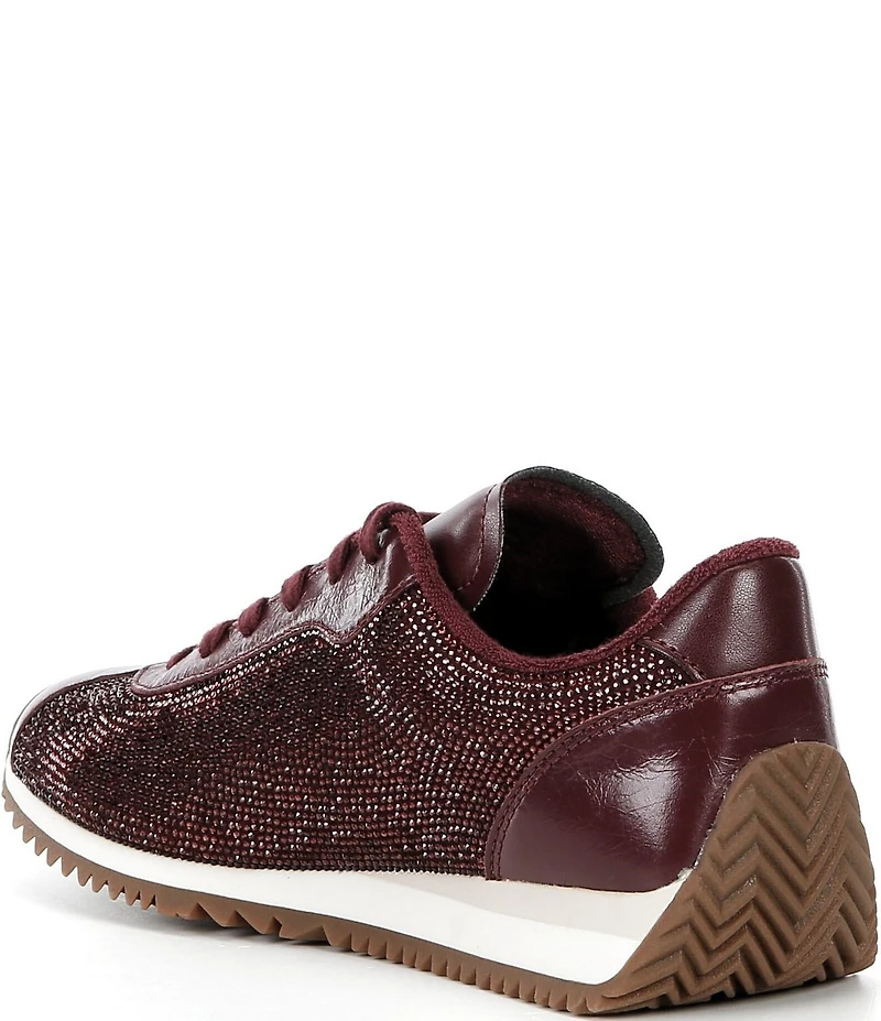 Michael Kors Rhodes Rhinestone Embellished Leather Lace Up Trainer Sneakers