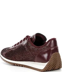 Michael Kors Rhodes Rhinestone Embellished Leather Lace Up Trainer Sneakers