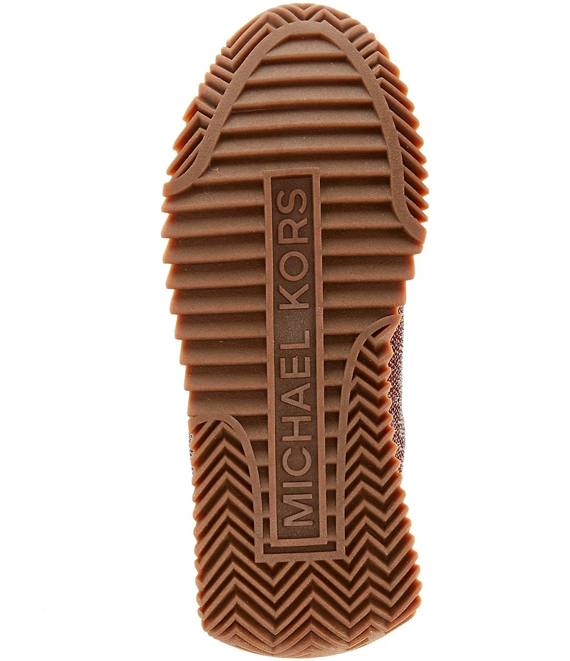 Michael Kors Rhodes Rhinestone Embellished Leather Lace Up Trainer Sneakers