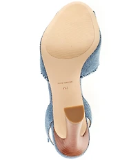 Michael Kors Rosie High Frayed Denim Ankle Strap Peep Toe Sandals