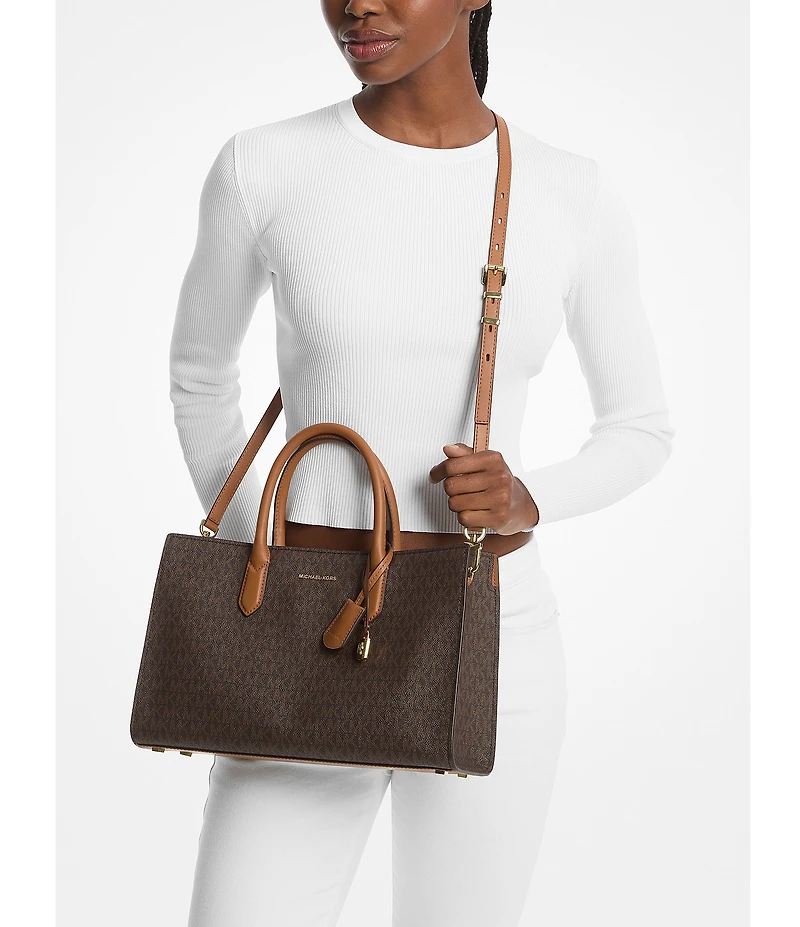 Michael Kors Scarlett Medium Signature Logo Satchel Bag