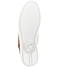 Michael Kors Scotty Cheetah Print Hair Calf Charm Hardware Lace Up Sneakers