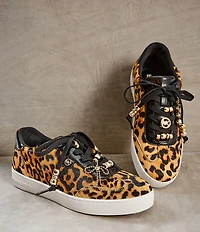 Michael Kors Scotty Cheetah Print Hair Calf Charm Hardware Lace Up Sneakers