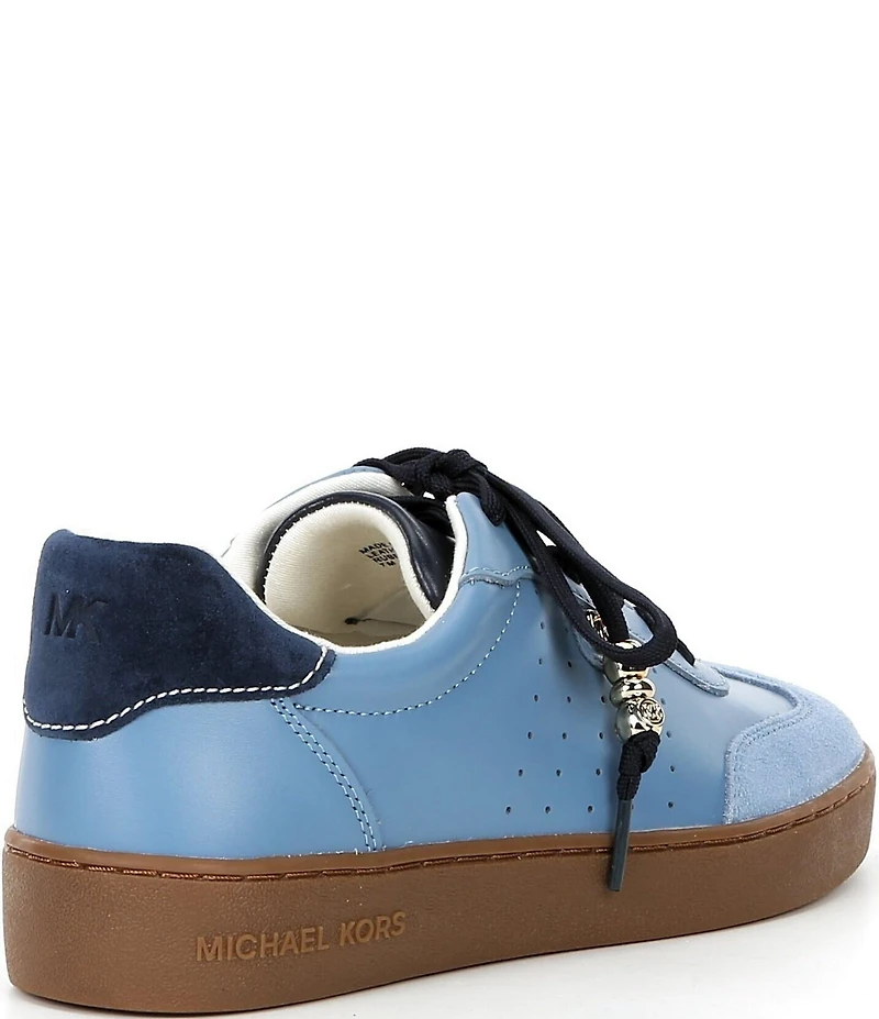 Michael Kors Scotty Suede and Perforated Leather Charm Hardware Lace Up Sneakers