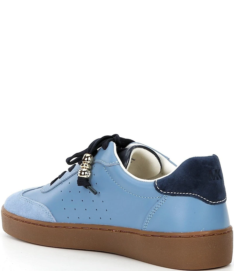Michael Kors Scotty Suede and Perforated Leather Charm Hardware Lace Up Sneakers