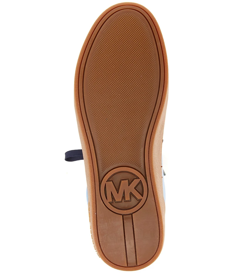 Michael Kors Scotty Suede and Perforated Leather Charm Hardware Lace Up Sneakers