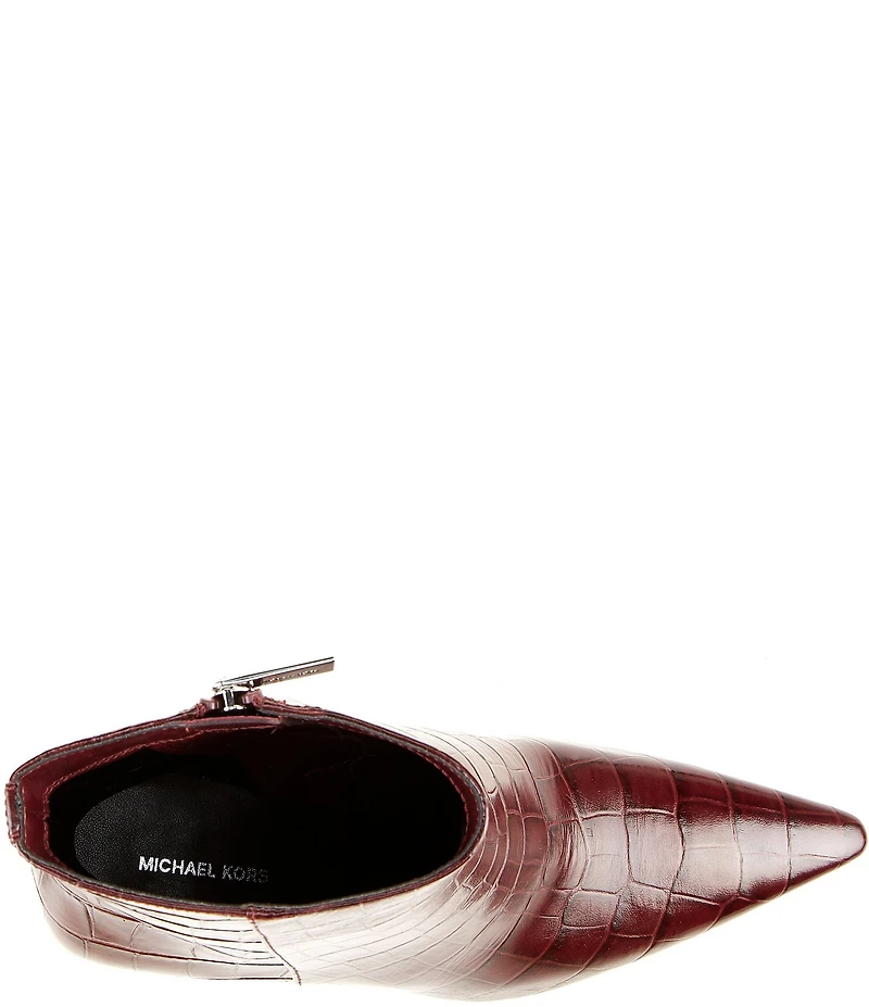 Michael Kors Selina Croco Embossed Leather Booties