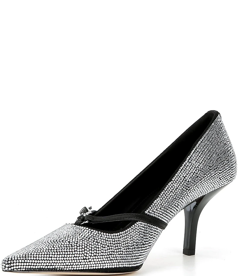 Michael Kors Selina Microsuede Rhinestone T-Strap Stiletto Pumps
