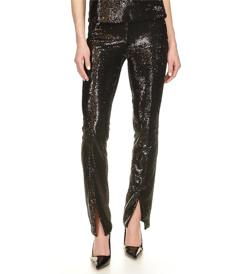 Michael Kors Sequin Split Hem Pull-On Flare Leg Pants