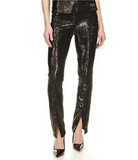 Michael Kors Sequin Split Hem Pull-On Flare Leg Pants
