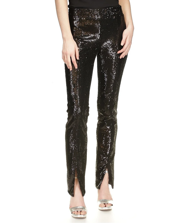 Michael Kors Sequin Split Hem Pull-On Flare Leg Pants